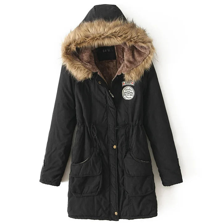 Hooded Thick Cotton Parka - Warm Winter Long Sleeve Jacket