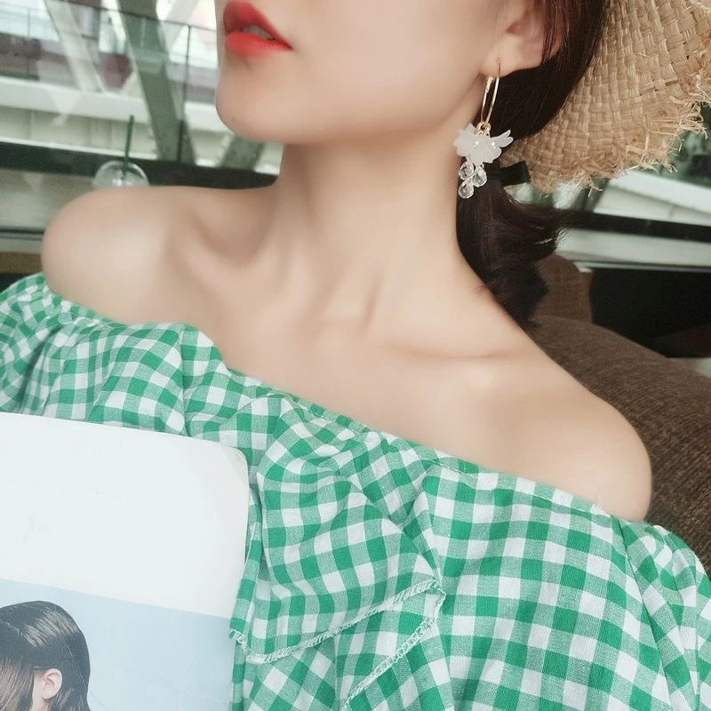 Crystal Flower Drop Earrings - Korean Long Tassel Gift Jewelry