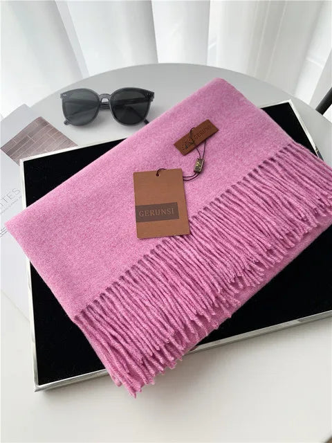 Solid Color Cashmere-Feel Winter Scarf - Soft Shawl Wrap Gift