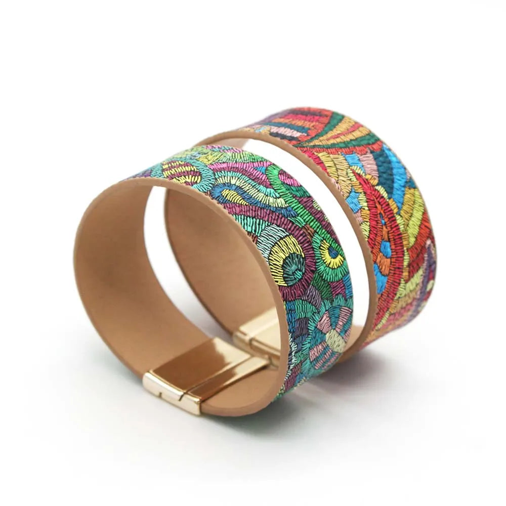 Ethnic Leather Wrap Bracelet - Lightning Heartbeat Chain Jewelry