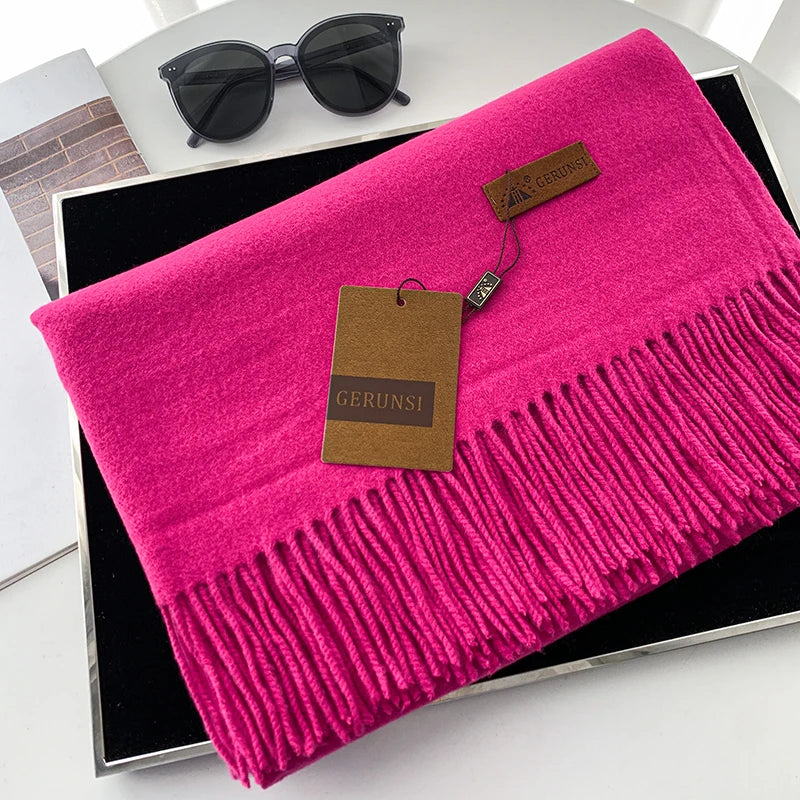 Solid Color Cashmere-Feel Winter Scarf - Soft Shawl Wrap Gift