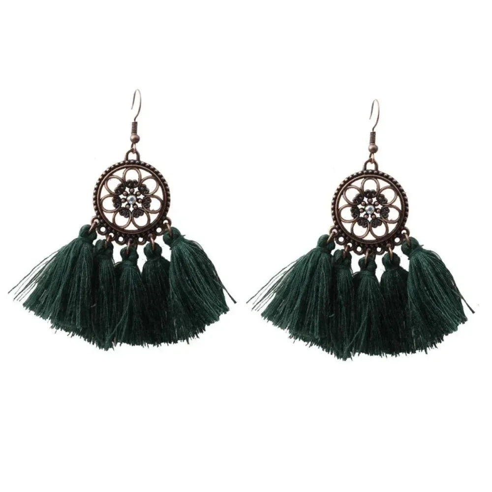 Bohemian Tassel Drop Earrings - Ethnic Red Sector Party Jewelry