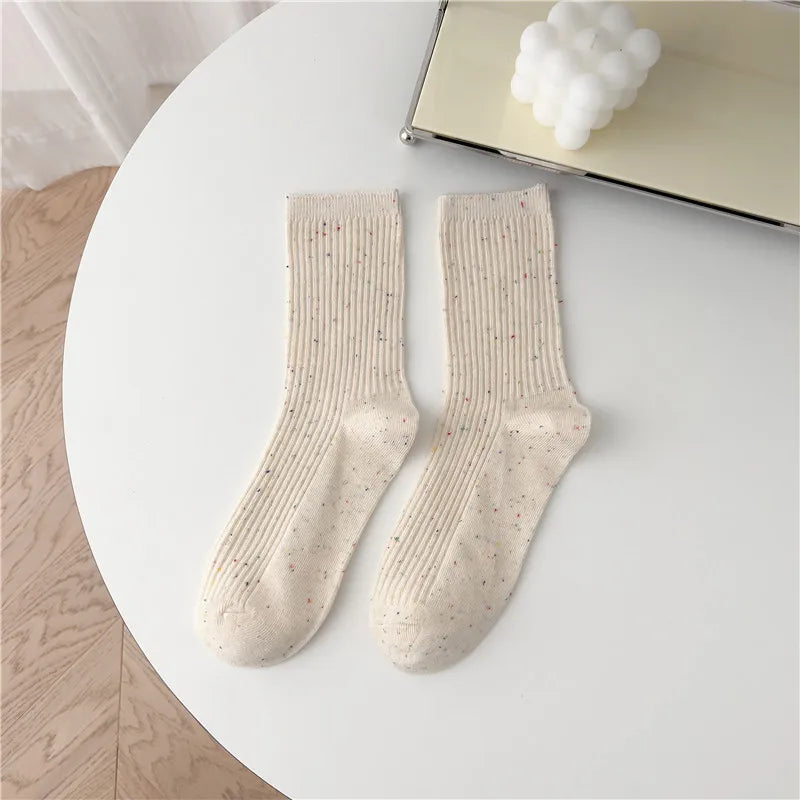 Colorful Long Pile Socks - Breathable Japanese Casual Crew Socks