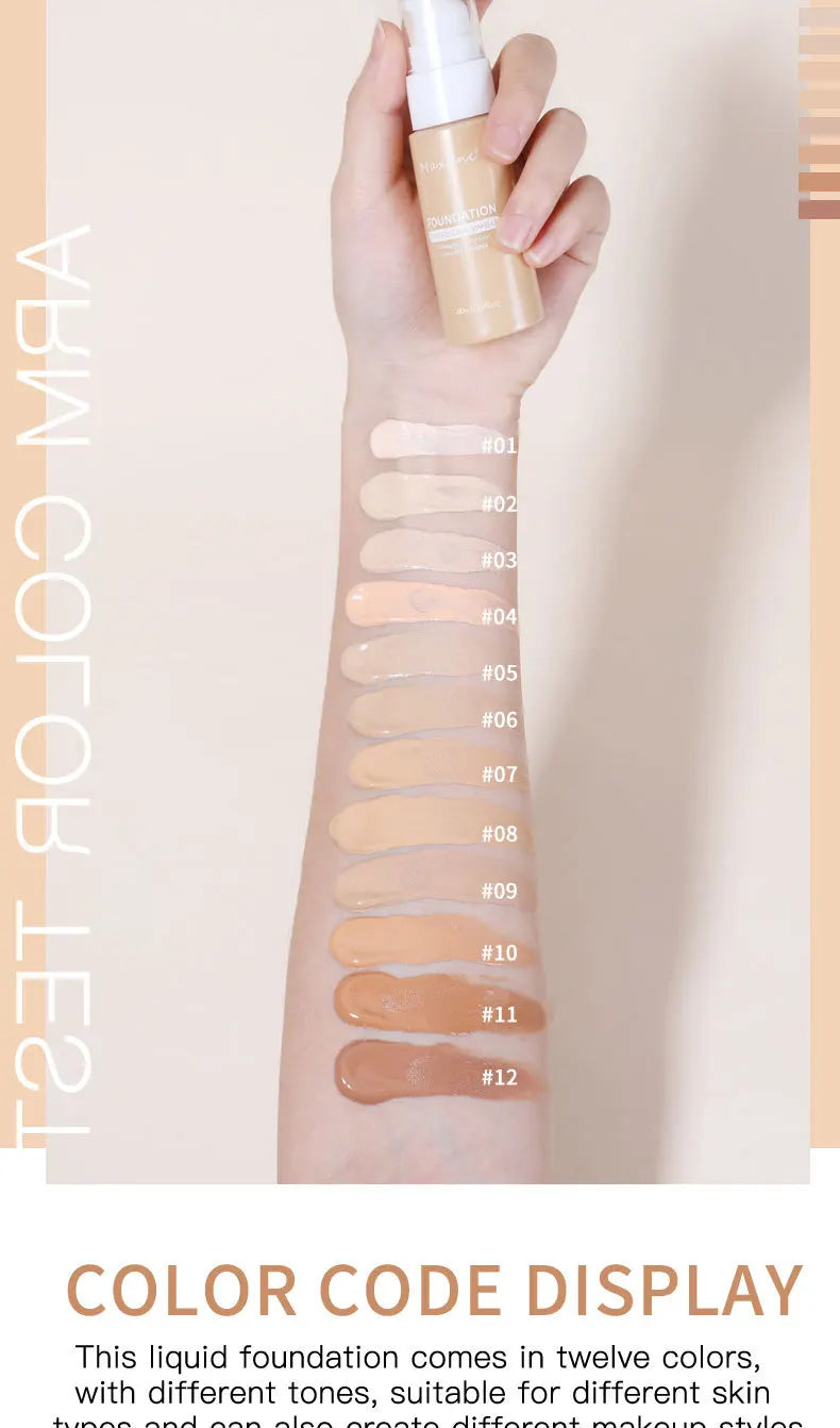 Waterproof Liquid Foundation - Sweat-Resistant Concealer Makeup