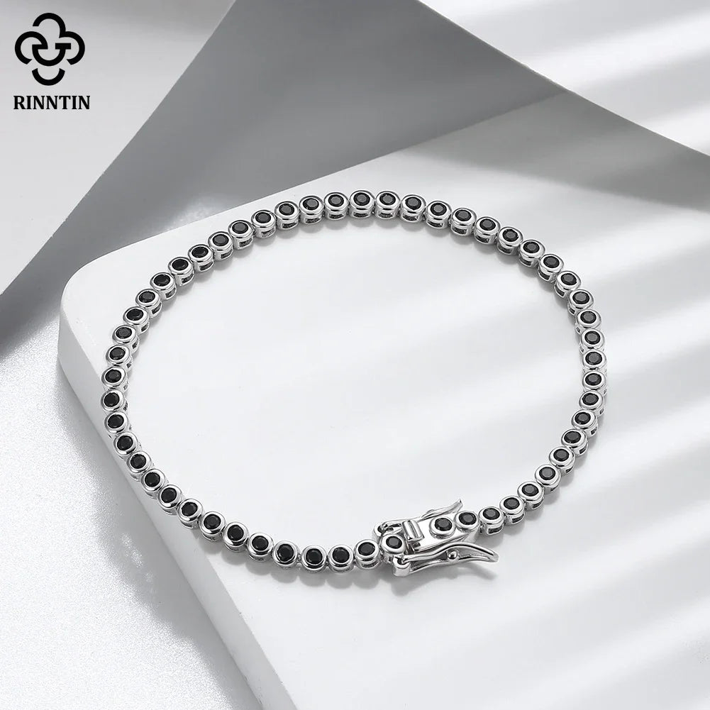 925 Sterling Silver Clear CZ Tennis Bracelet - Shiny Layering Chain