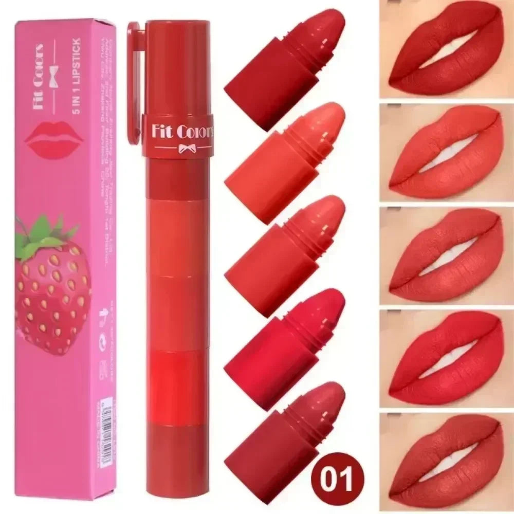 4-in-1 Matte Lipstick Crayon Kit - Waterproof Velvet Lip Color