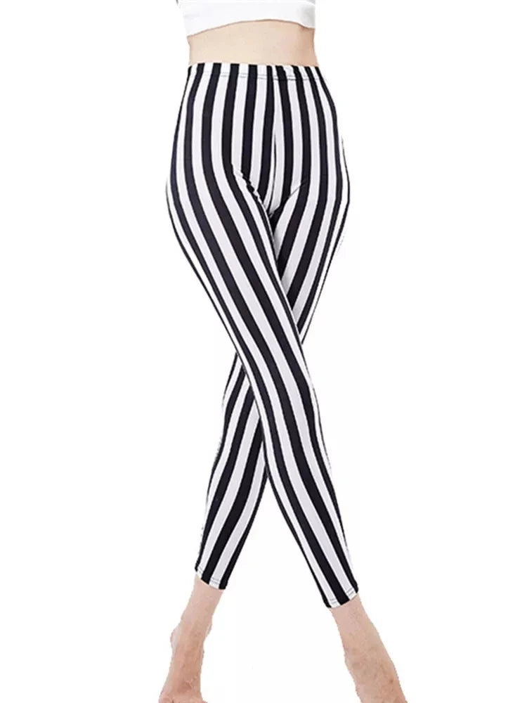 Graffiti Floral Print Leggings - Stretch Ankle-Length Everyday Tights