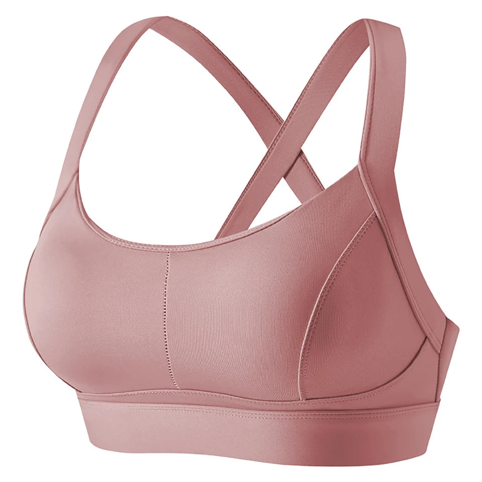 High Impact Criss Cross Sports Bra - Padded Yoga Crop Top