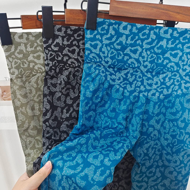 Leopard Print Seamless Yoga Leggings - High Waist Butt Lifting Tights