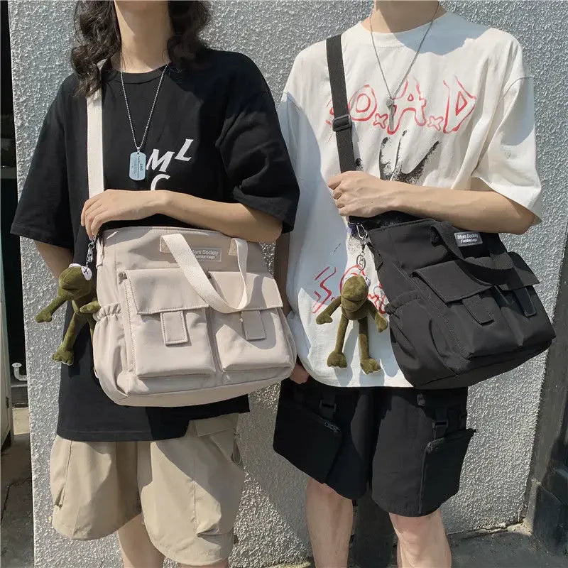 Waterproof Multi-Pocket Nylon Shoulder Bag - Casual Messenger Handbag