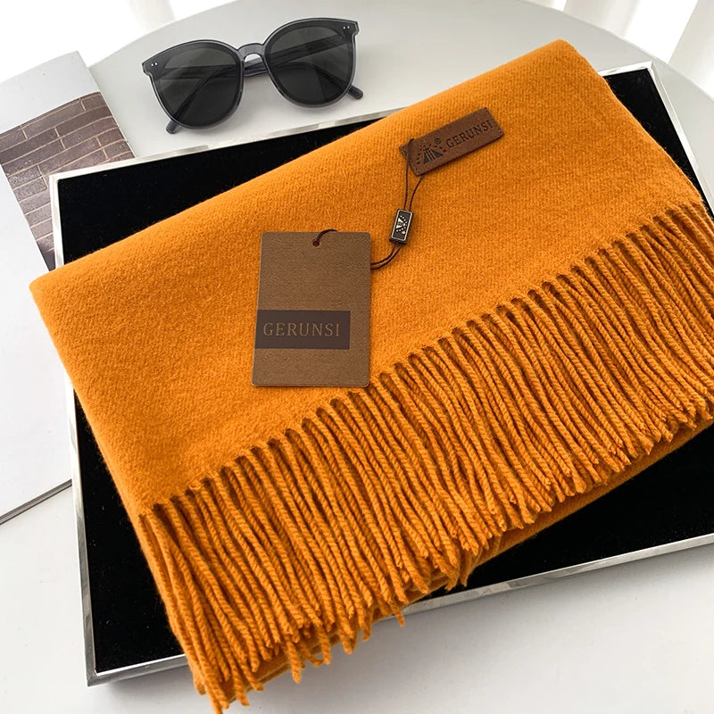 Solid Color Cashmere-Feel Winter Scarf - Soft Shawl Wrap Gift
