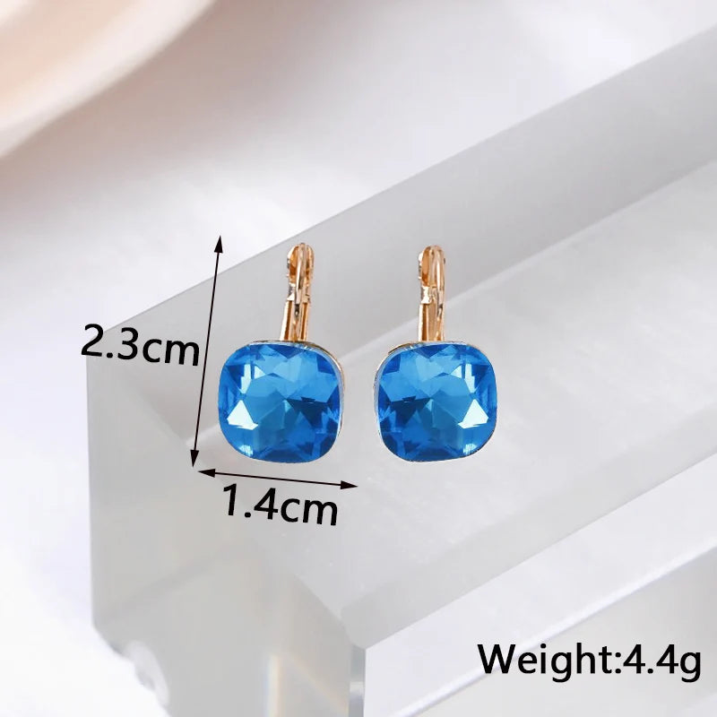 Blue Geometric Flower Butterfly Dangle Earrings - Bohemian Statement Jewelry