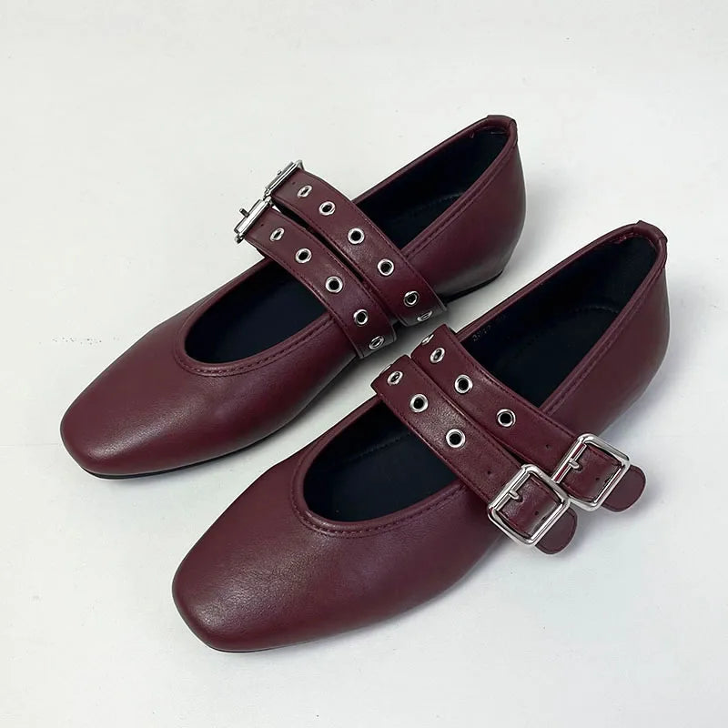 Buckle Strap Ballet Flats - Round Toe Spring Lolita Dance Shoes