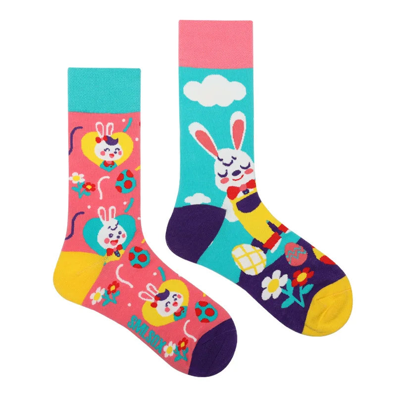 Flower Fruit Candy Cotton Socks - Colorful Unisex Mid Tube Pair