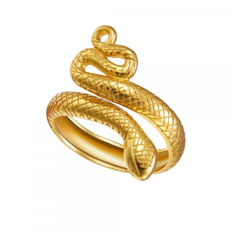 925 Sterling Silver Snake Ring - Open Adjustable Trendy Finger Ring