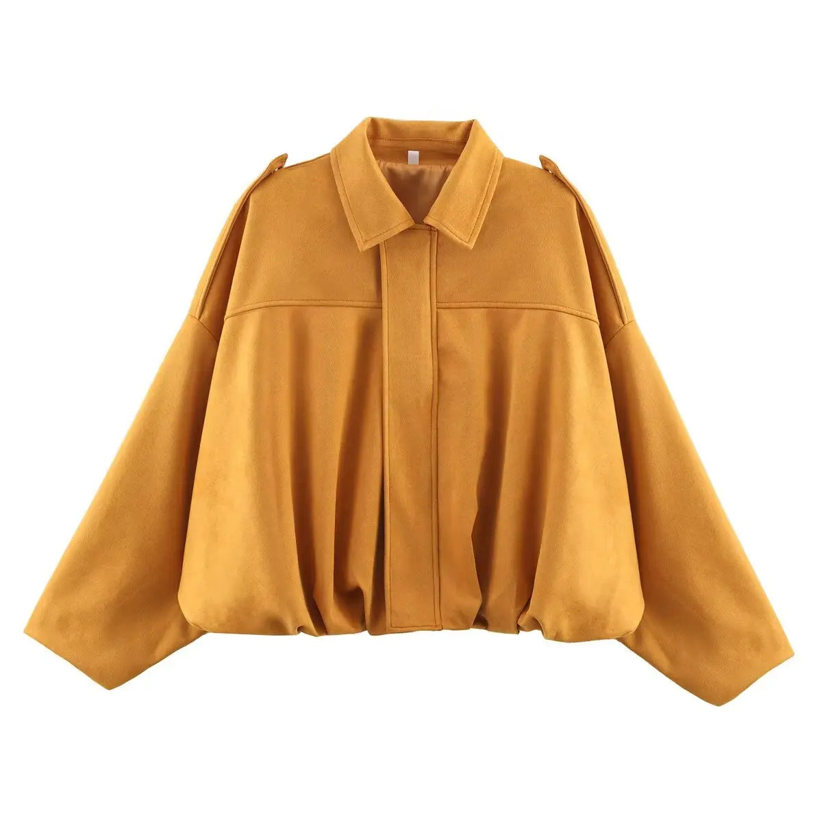 Suede Textured Bomber Jacket - Loose Lapel Casual Outerwear
