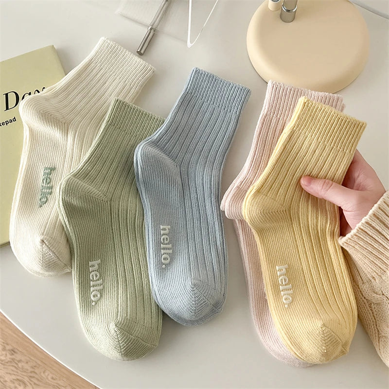 Fresh Color Breathable Crew Socks - Soft Japanese Everyday Socks