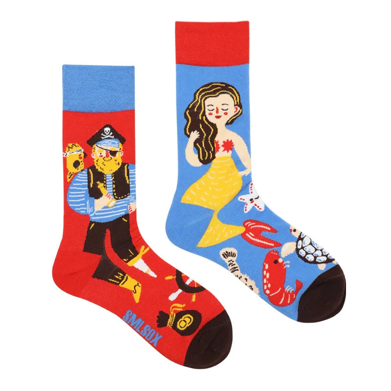 Flower Fruit Candy Cotton Socks - Colorful Unisex Mid Tube Pair