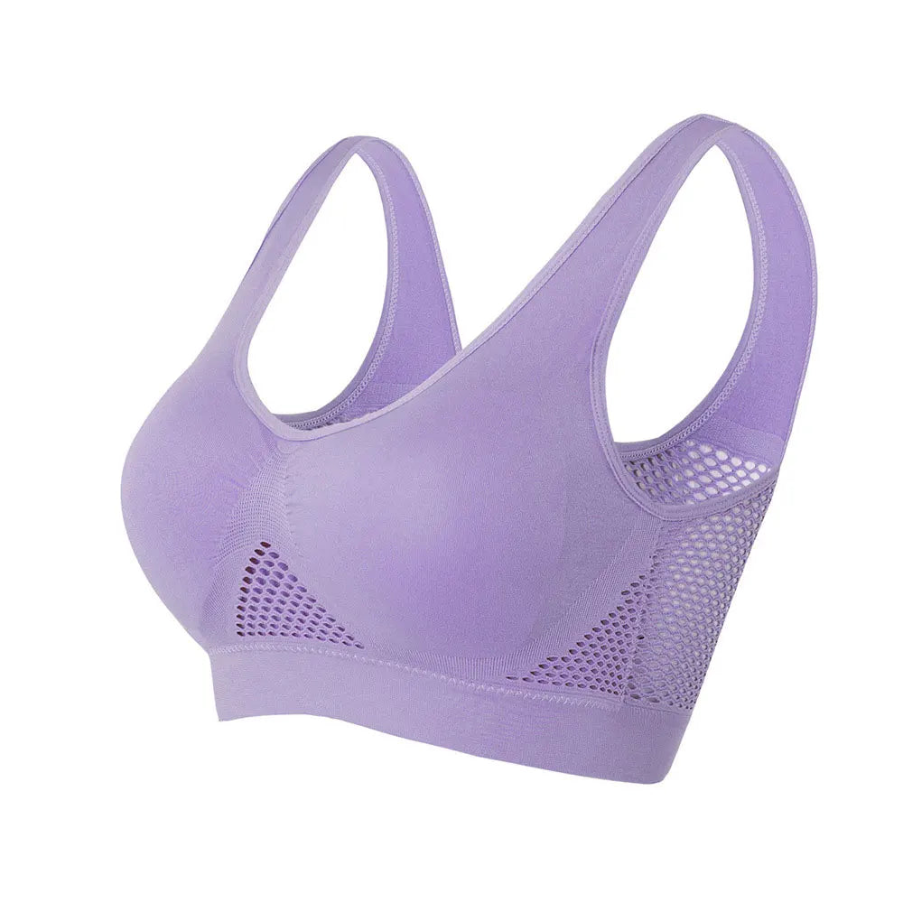 Hollow Out Padded Sports Bra - Breathable Wireless Gym Crop Top