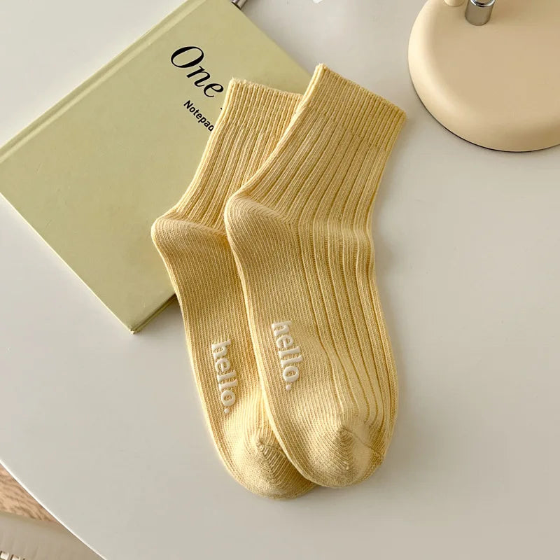 Fresh Color Breathable Crew Socks - Soft Japanese Everyday Socks