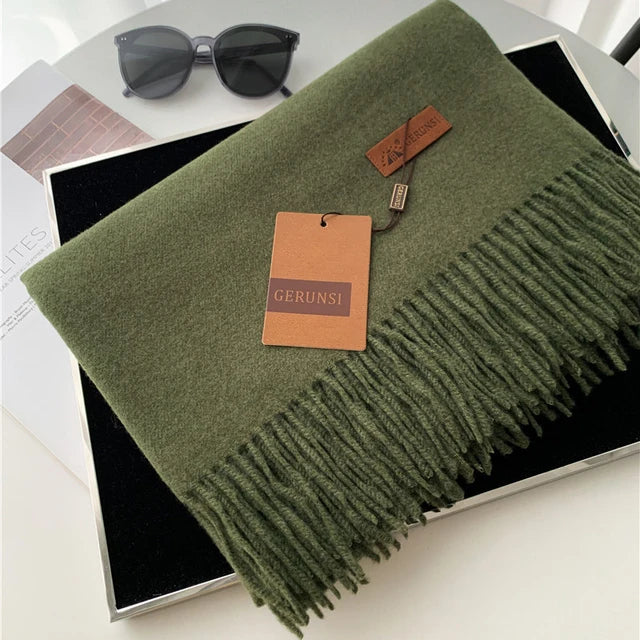 Solid Color Cashmere-Feel Winter Scarf - Soft Shawl Wrap Gift