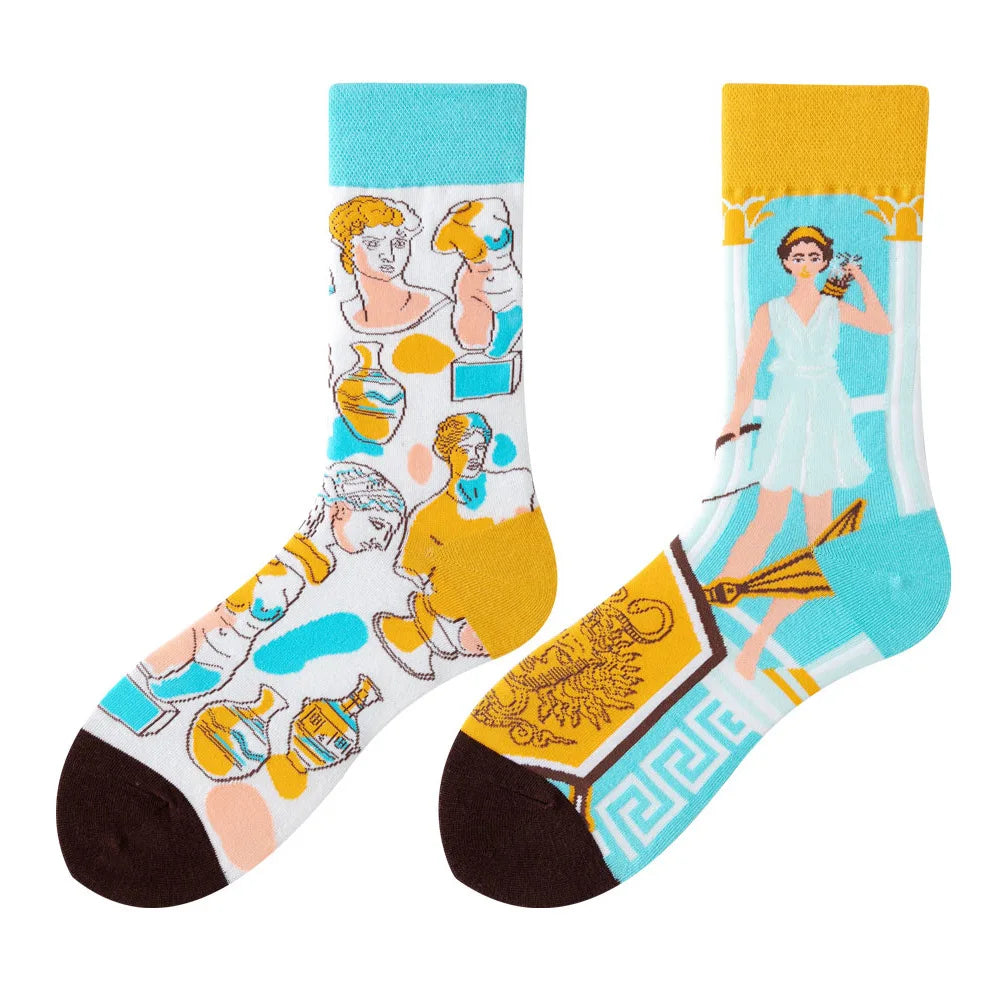 Flower Fruit Candy Cotton Socks - Colorful Unisex Mid Tube Pair