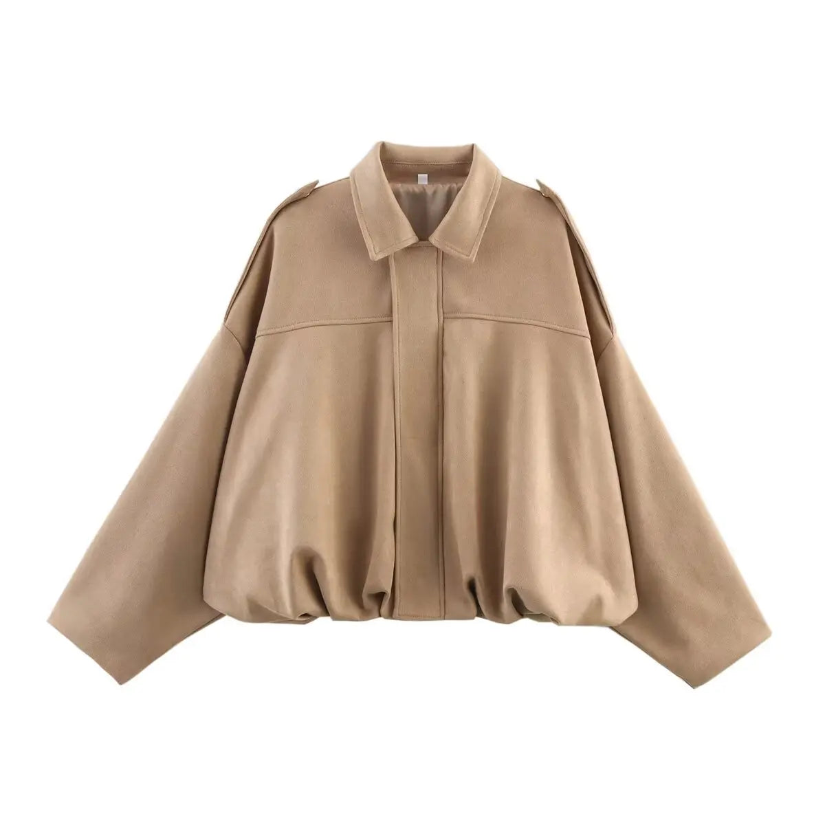 Suede Textured Bomber Jacket - Loose Lapel Casual Outerwear
