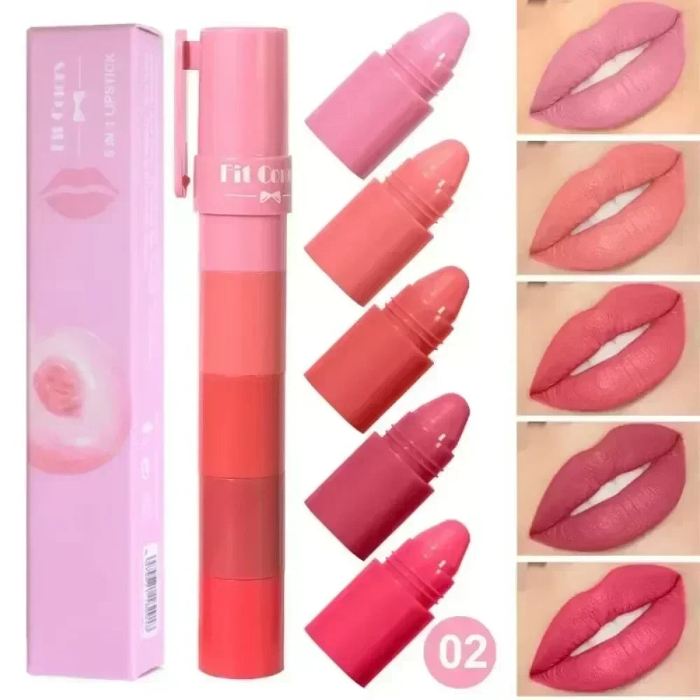 4-in-1 Matte Lipstick Crayon Kit - Waterproof Velvet Lip Color