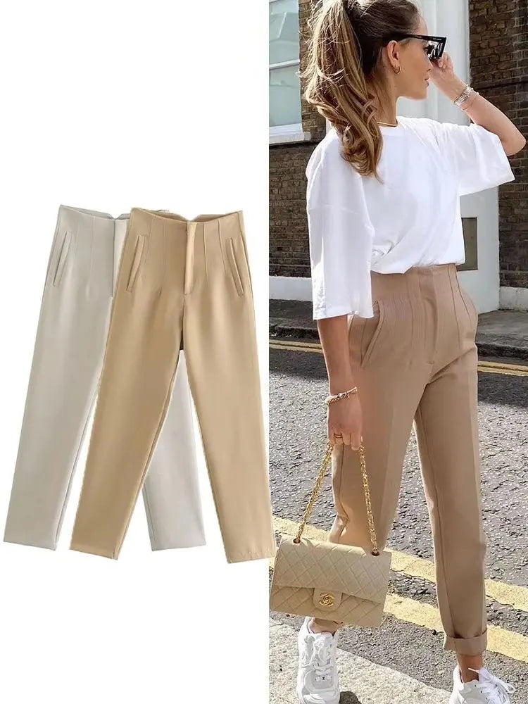 High Waist Pencil Pants - Chic Office Casual Trousers