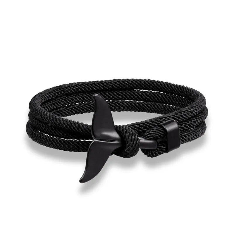 Ocean Anchor and Whale Tail Rope Bracelet - Adjustable Friendship Jewelry