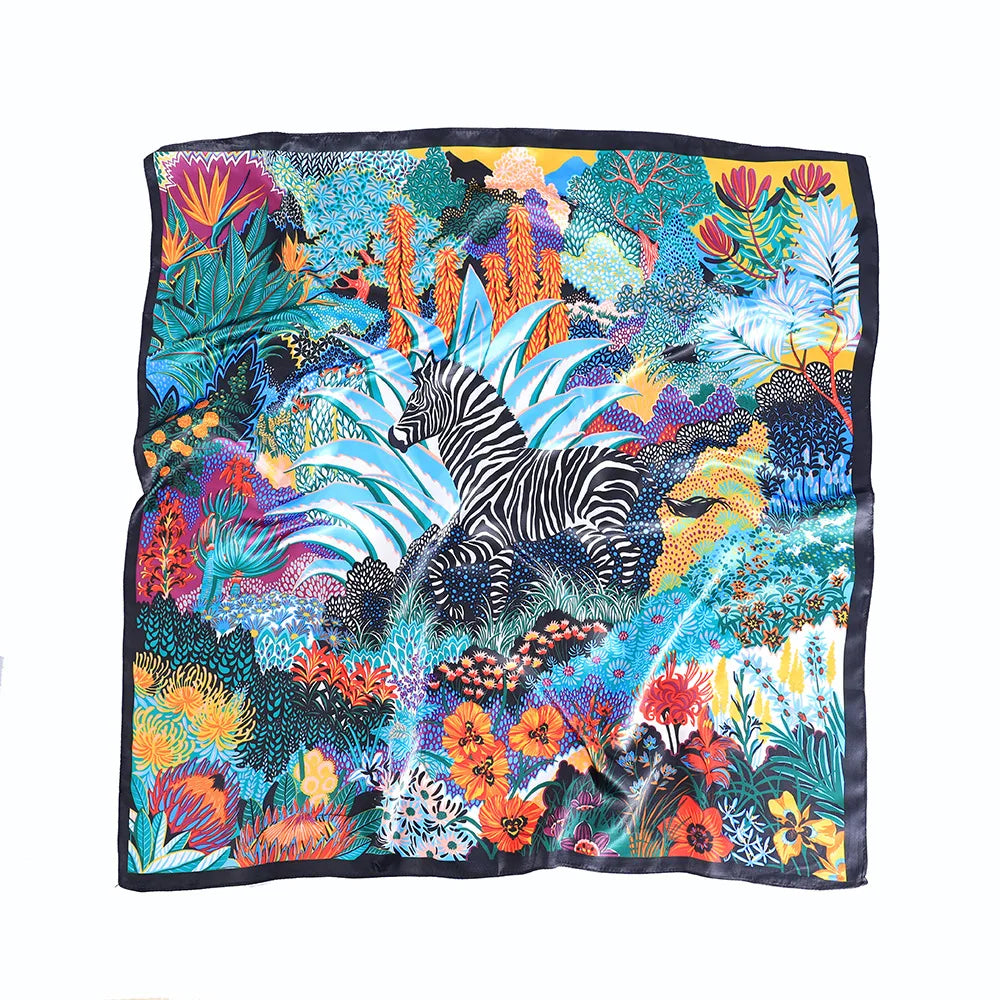 90cm Silk-Feel Square Scarf - Office Hair Neck Bandana Wrap