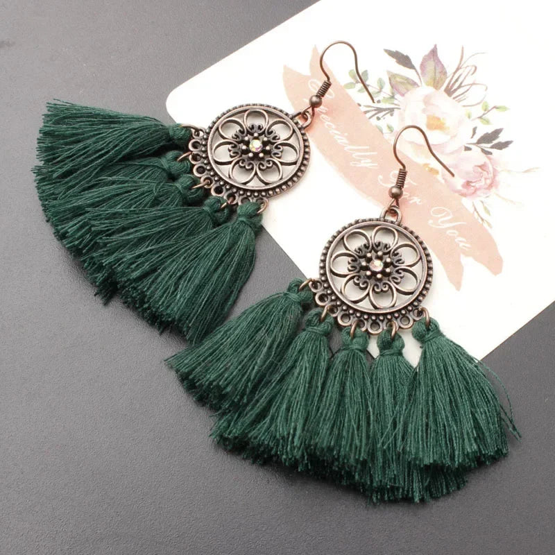 Bohemian Tassel Drop Earrings - Ethnic Red Sector Party Jewelry