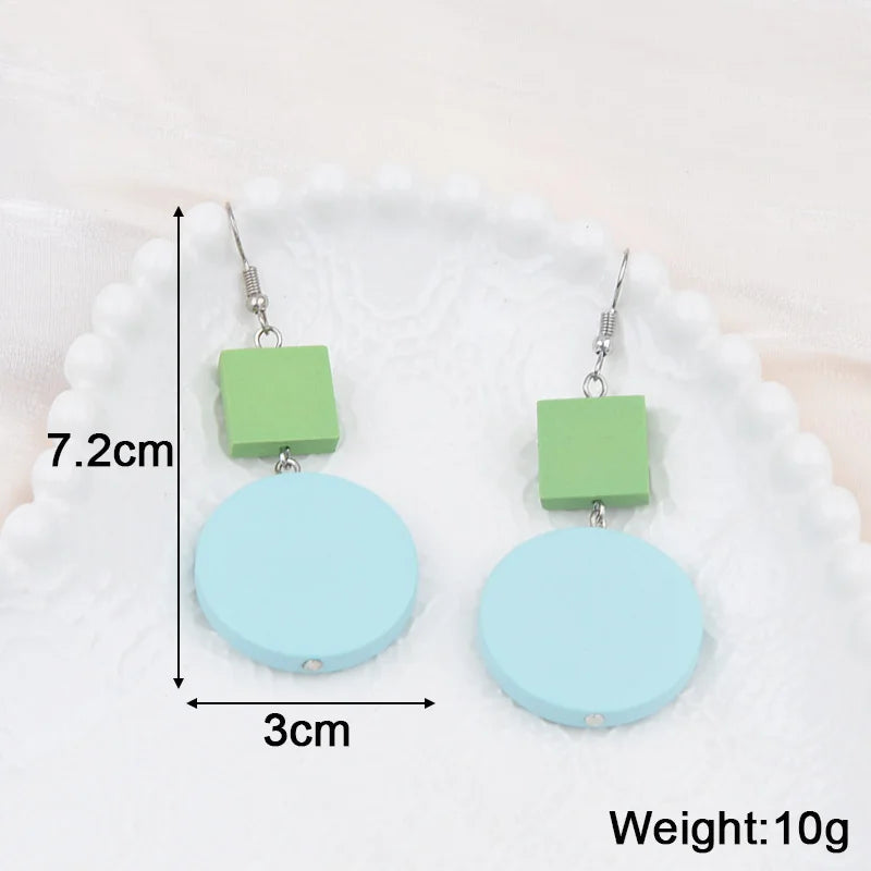 Blue Geometric Flower Butterfly Dangle Earrings - Bohemian Statement Jewelry