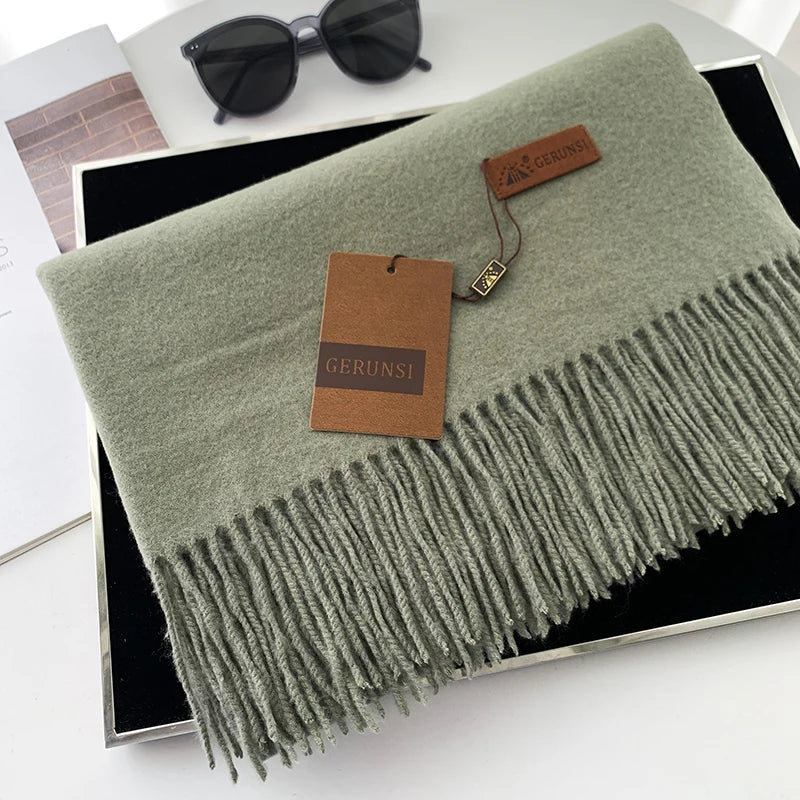 Solid Color Cashmere-Feel Winter Scarf - Soft Shawl Wrap Gift