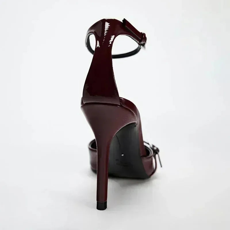 Rhinestone Clear Heel Sandals - Pointed Toe Party Nightclub Pumps