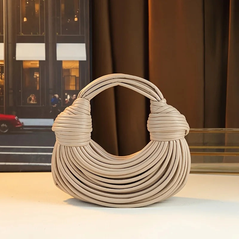 Handwoven Knotted Hobo Bag - Gold Silver Evening Clutch