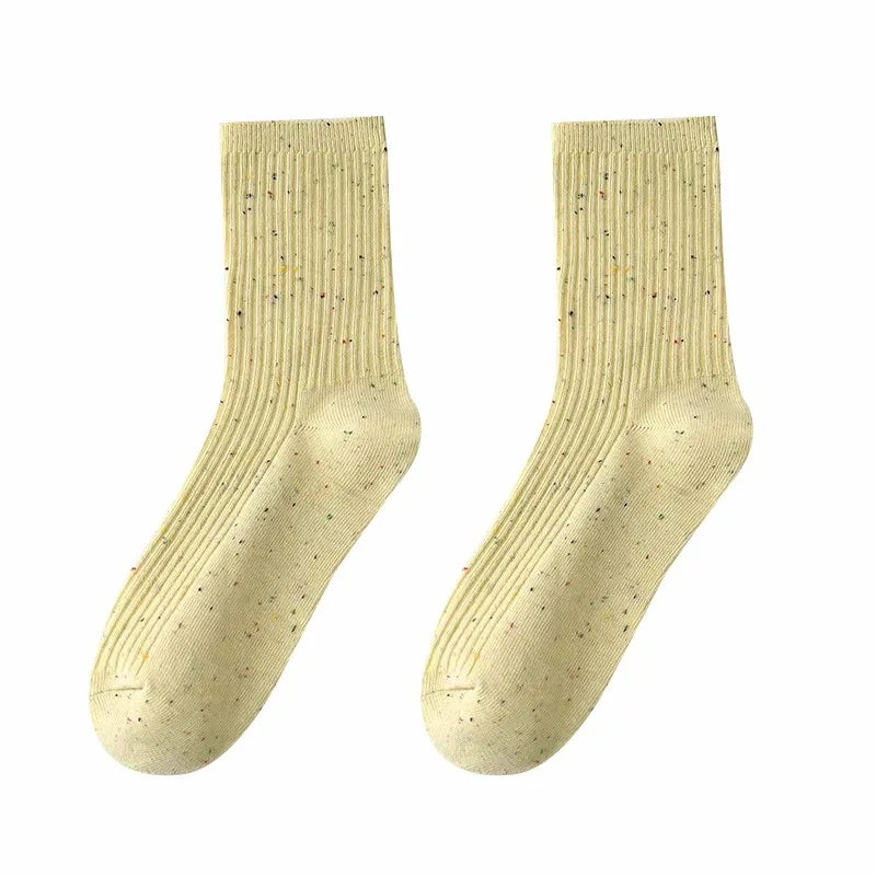 Colorful Long Pile Socks - Breathable Japanese Casual Crew Socks