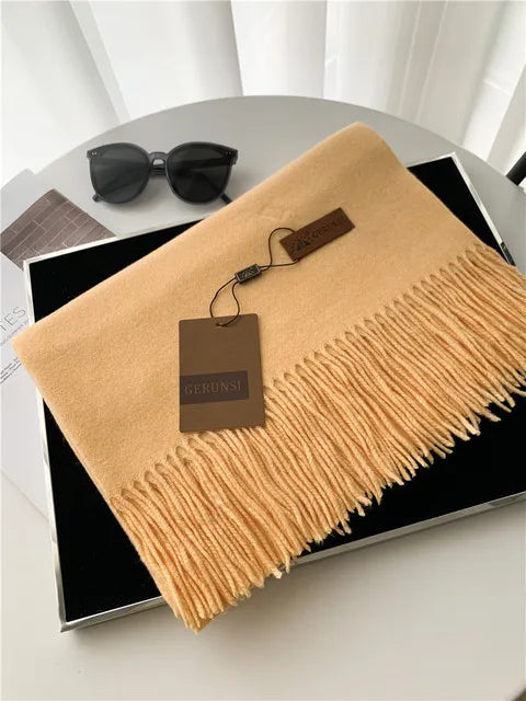 Solid Color Cashmere-Feel Winter Scarf - Soft Shawl Wrap Gift
