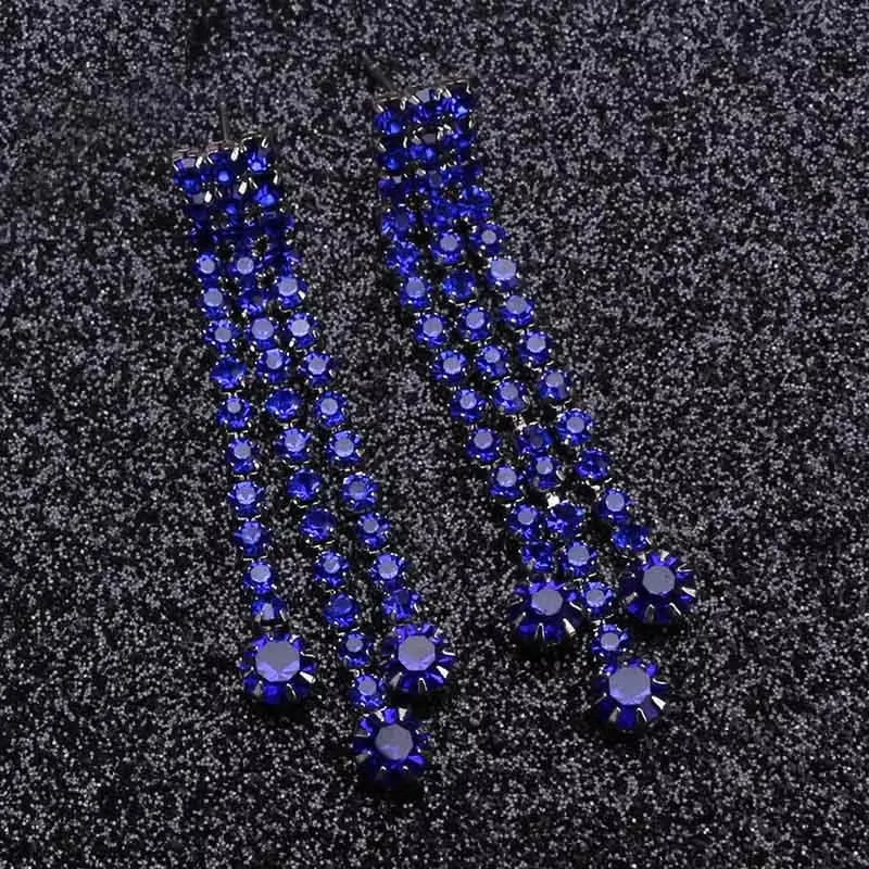 Blue Geometric Flower Butterfly Dangle Earrings - Bohemian Statement Jewelry