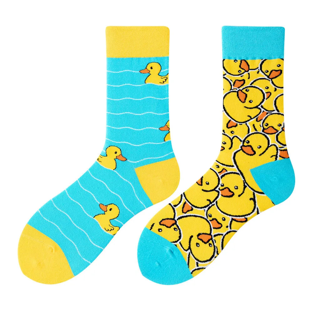 Flower Fruit Candy Cotton Socks - Colorful Unisex Mid Tube Pair