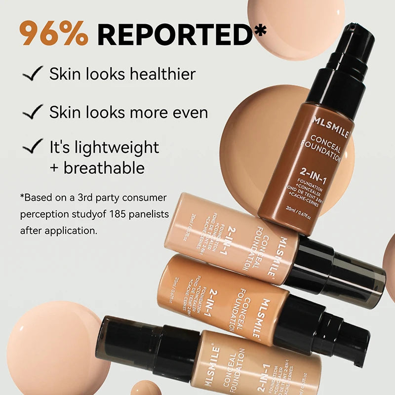 Matte Full Coverage Foundation Cream - Oil Control Waterproof Concealer