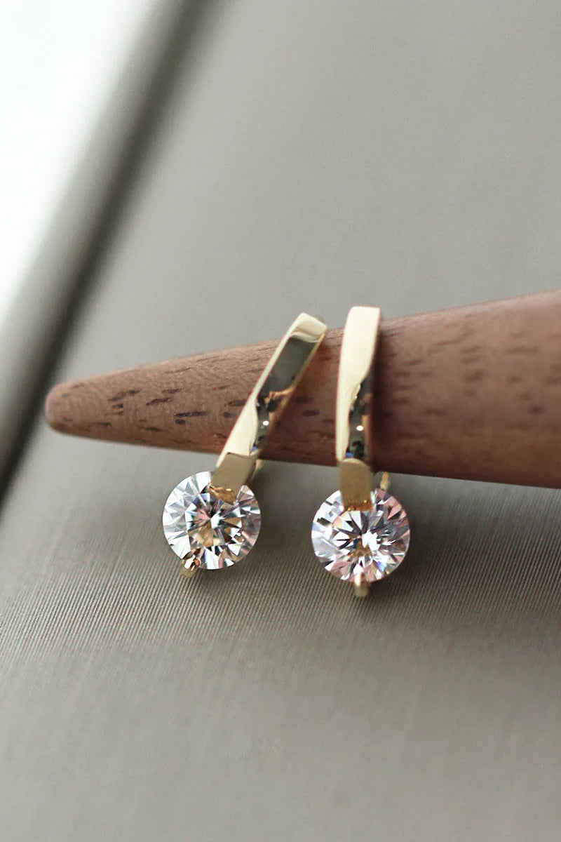 925 Silver Needle Zircon Stud Earrings - Gold Plated Crystal Jewelry