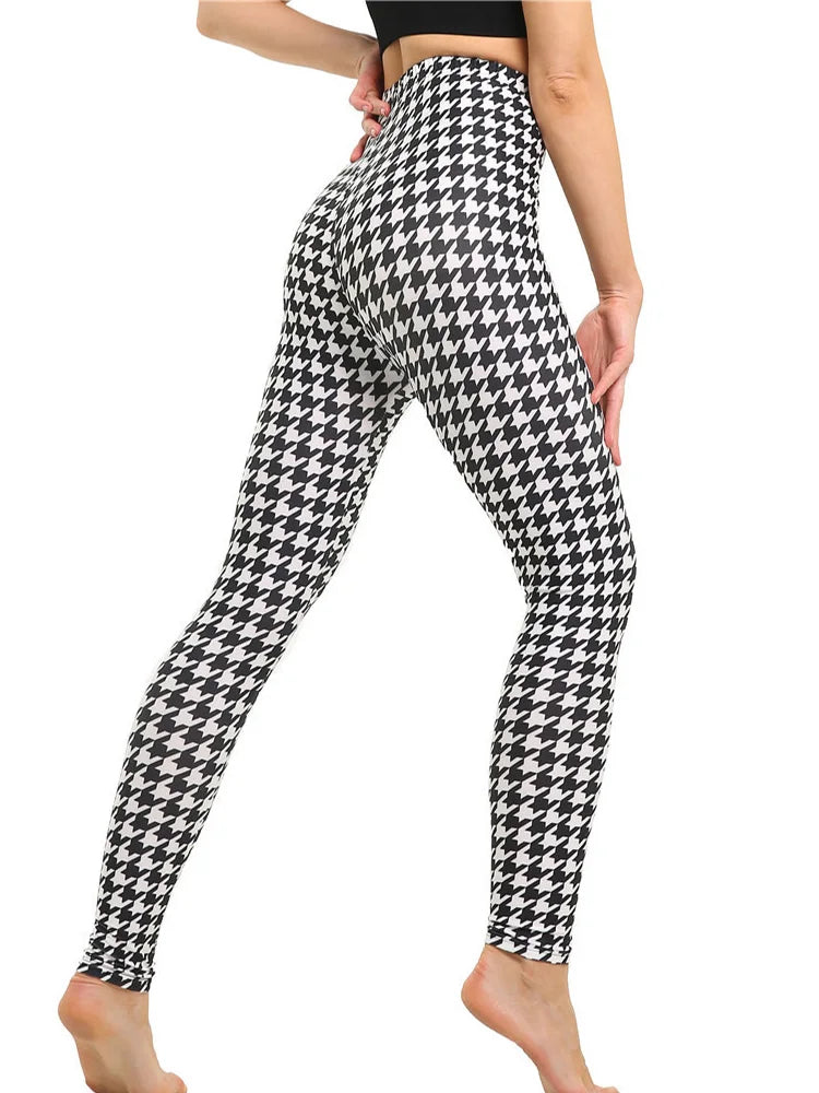 Graffiti Floral Print Leggings - Stretch Ankle-Length Everyday Tights