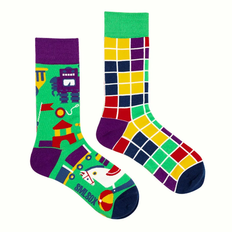 Flower Fruit Candy Cotton Socks - Colorful Unisex Mid Tube Pair