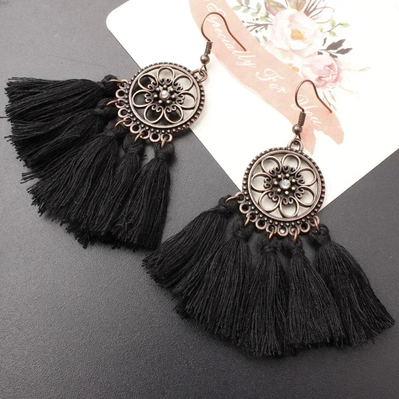 Bohemian Tassel Drop Earrings - Ethnic Red Sector Party Jewelry