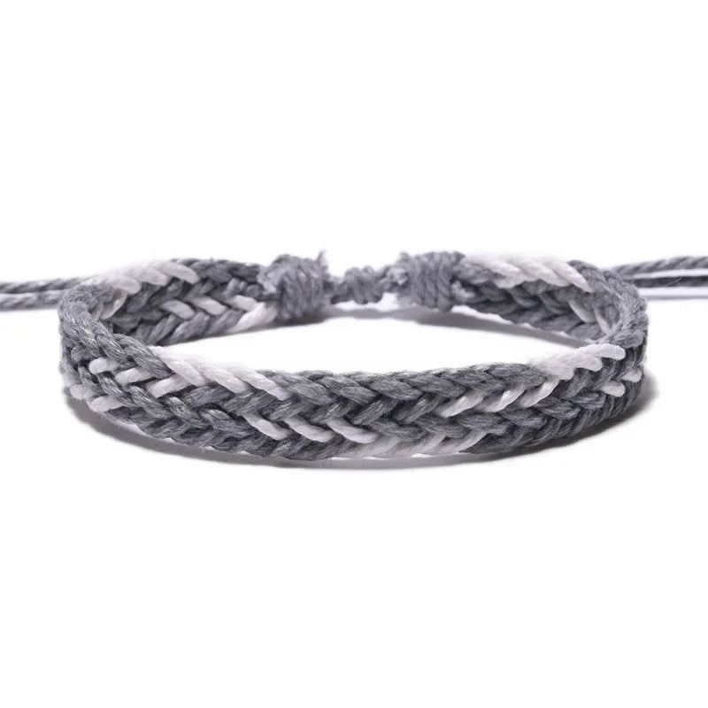 Handmade Vintage Cotton Rope Bracelet - Adjustable Brown Charm Jewelry