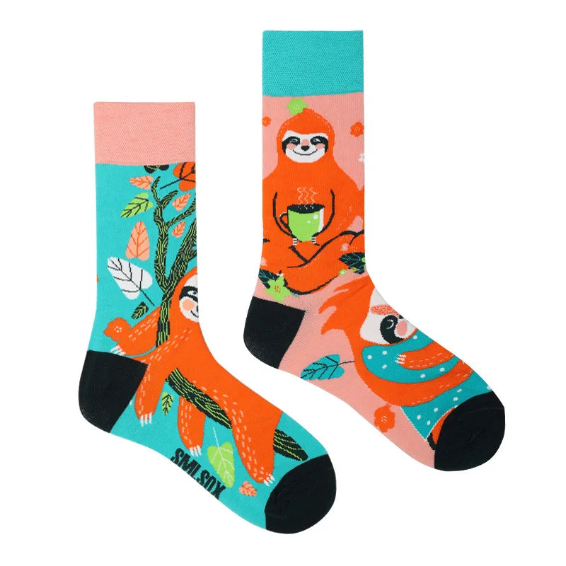 Flower Fruit Candy Cotton Socks - Colorful Unisex Mid Tube Pair