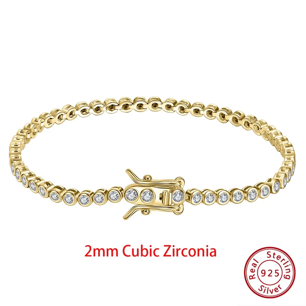 925 Sterling Silver Clear CZ Tennis Bracelet - Shiny Layering Chain