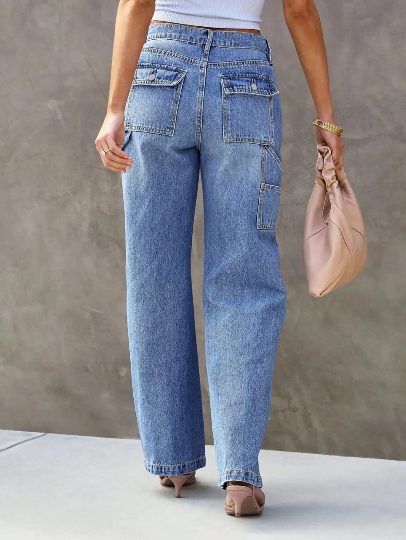 Light Blue Wide Leg Jeans - Straight Leg Everyday Denim Pants