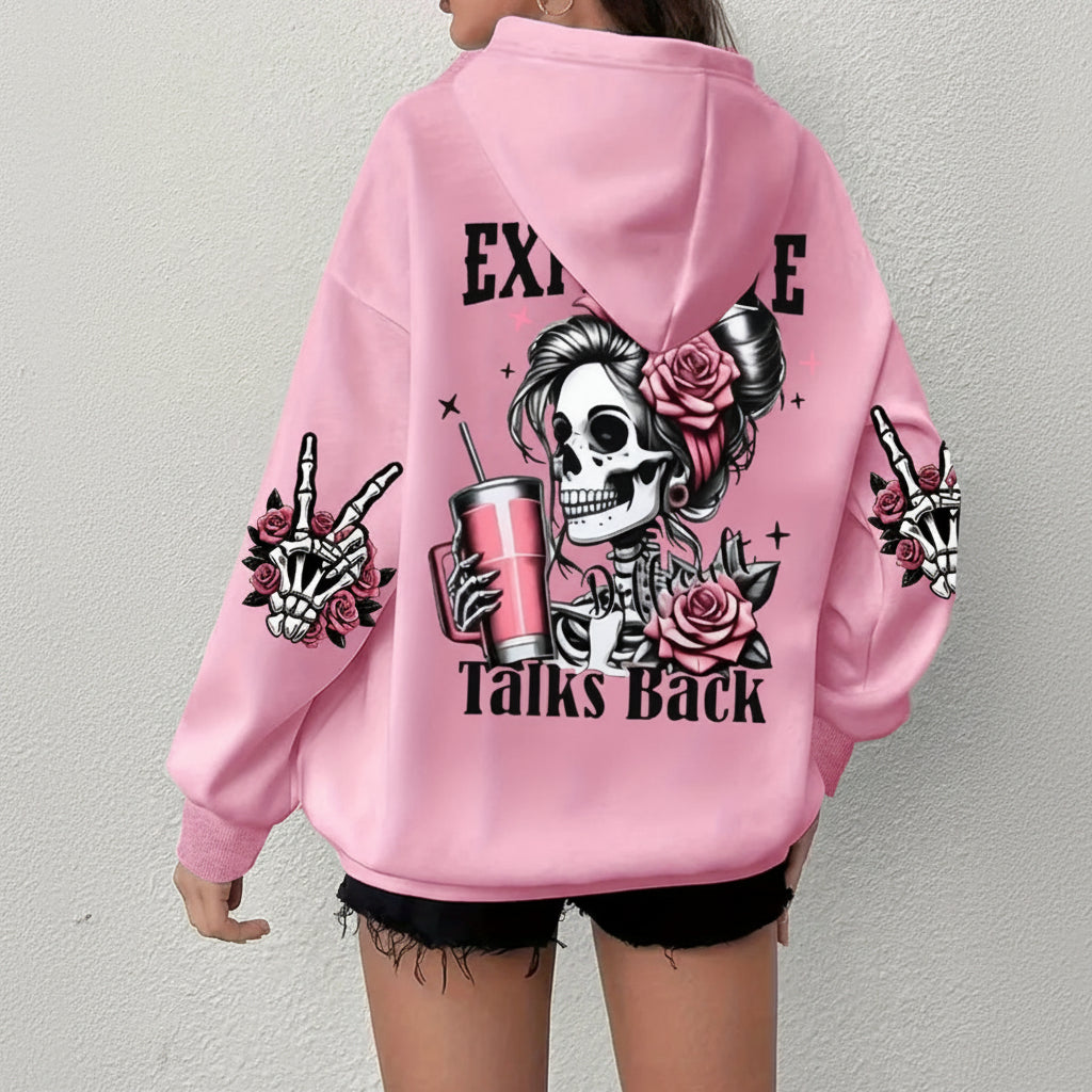 Expensive Talks Back Graphic Hoodie - Fleece Harajuku Streetwear Top